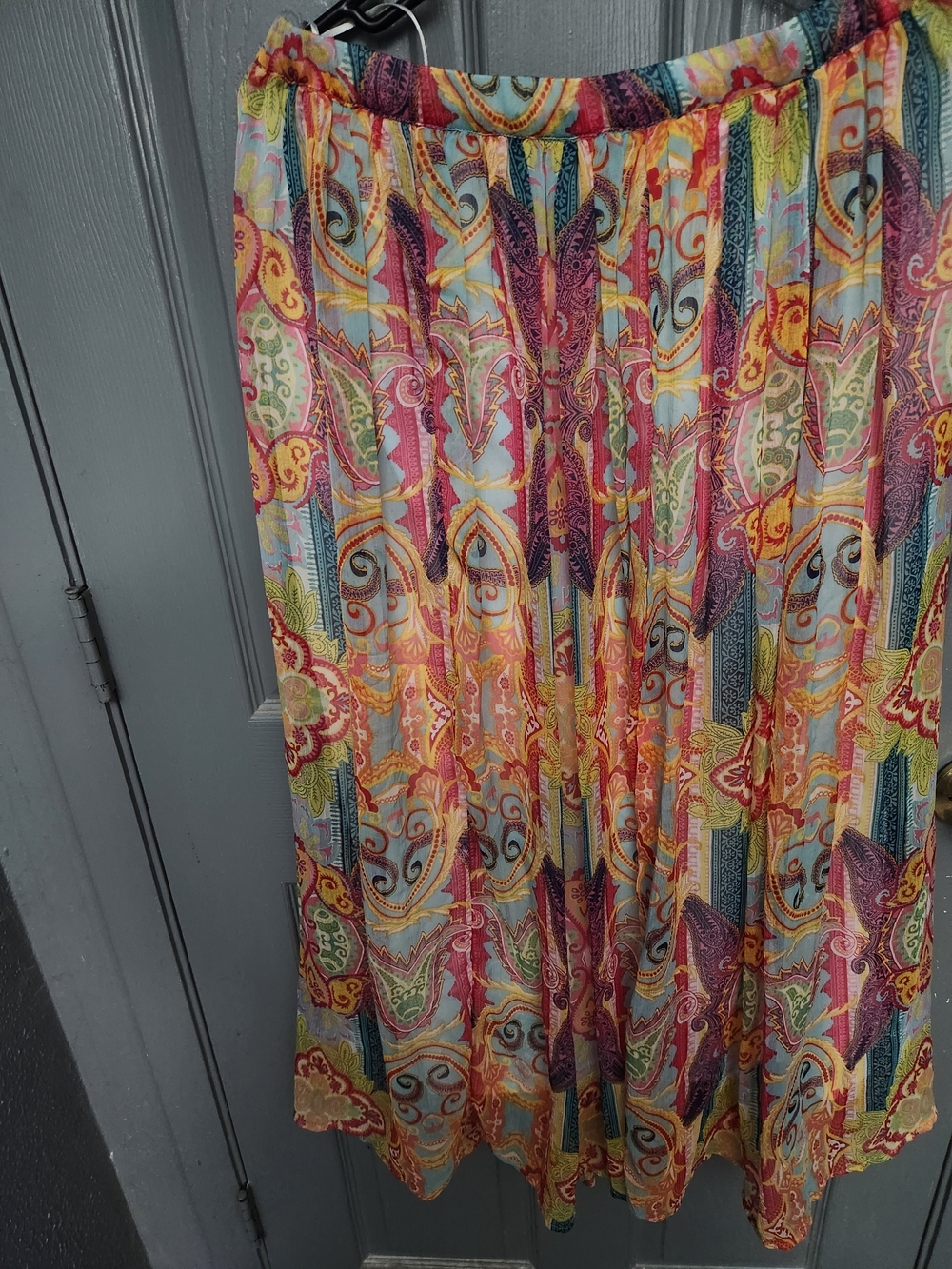 Chadwicks Multicolor Paisley Midi Skirt - Yellow, Blue, Pink, Green